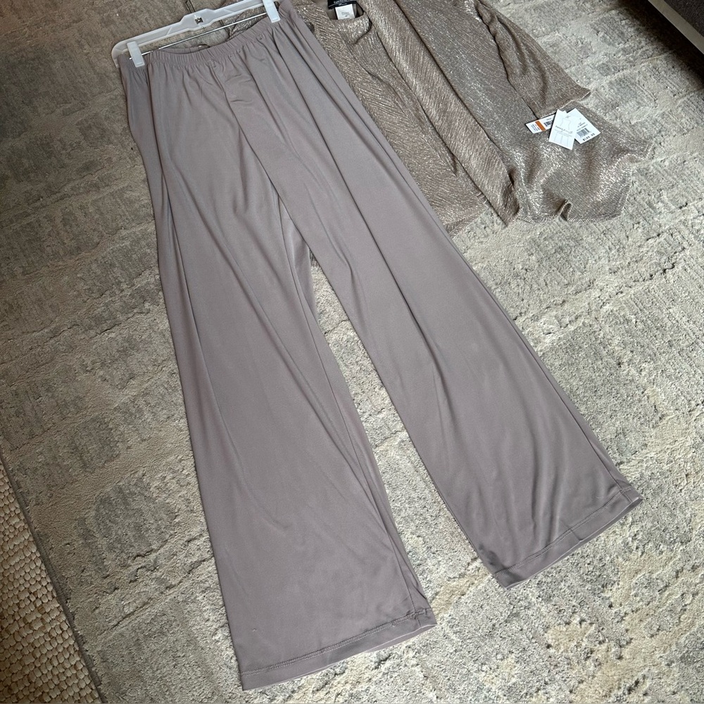 R&M Richards‎ 3-piece Glittery Tank Top Cardigan & Flowy Pants Set Plus Size 16W - Picture 8 of 8